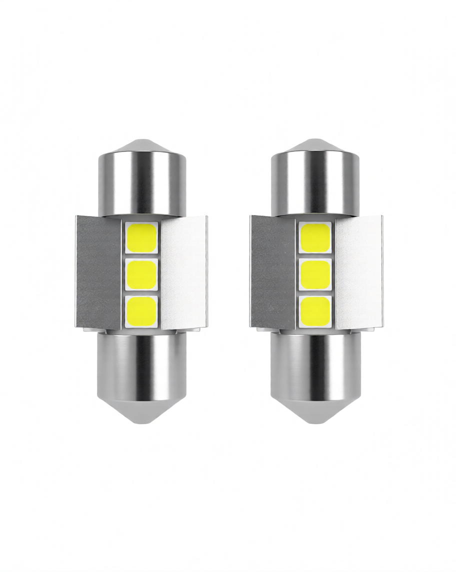 28MM DE3021 DE3022 FESTOON | Interior Door Courtesy Luggage Compartment Light Bulb | White | 2 Bulbs